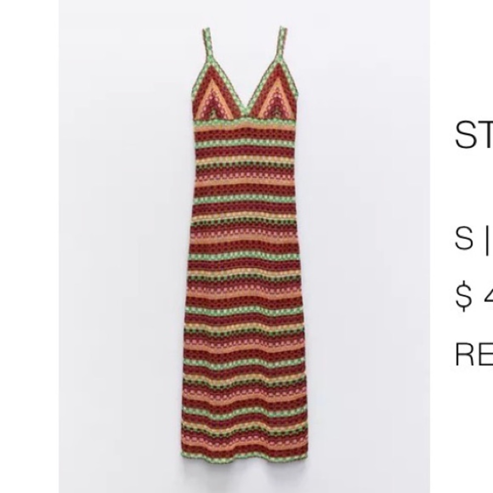 Mutlicolored strappy crochet dress